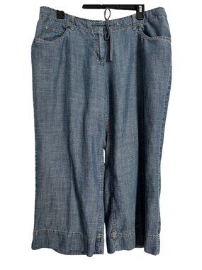 J Jill Jean Capri Size 14 Draw String Wide Leg Pants EUC Pockets Lightweight Fle